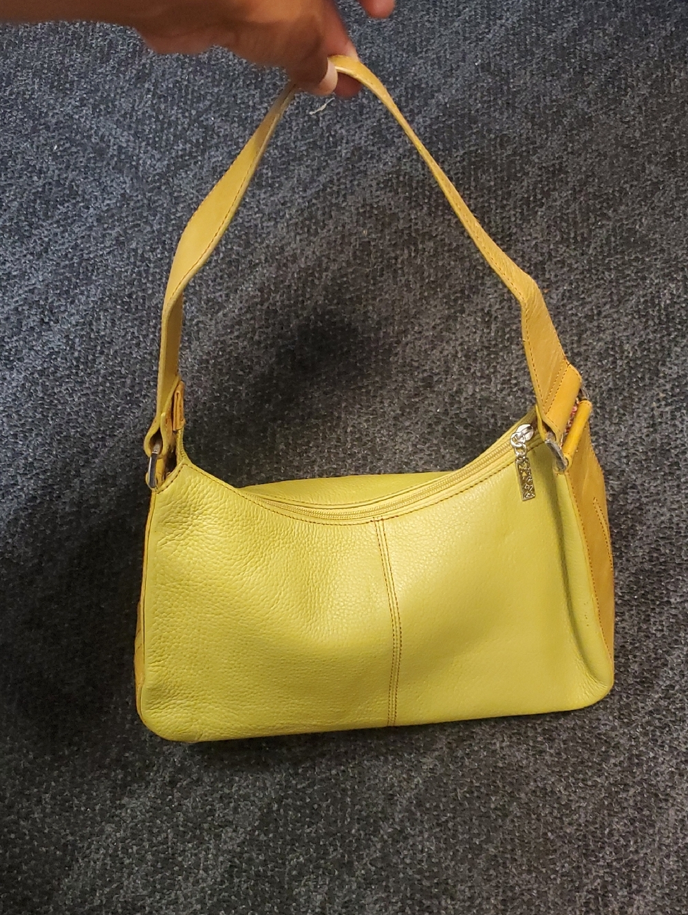 Citrus Green And Yellow Leather Mini Hobo Shoulder Bag